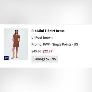 GAP Women's Rib Mini T-Shirt Dress - Brown